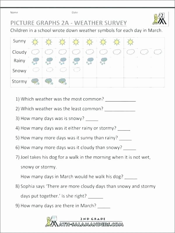 Weather Worksheets for 2nd Graders Math Worksheets 1 Grade Striking 7 Probability 8 and Data