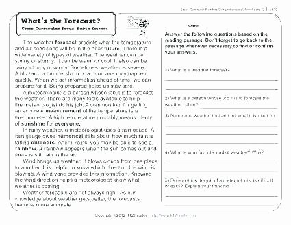 Weather Worksheets for 3rd Grade New 3rd Grade Prehension Worksheets