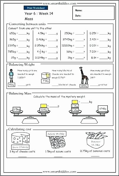 Weight Conversion Worksheets Density for Kids Worksheets