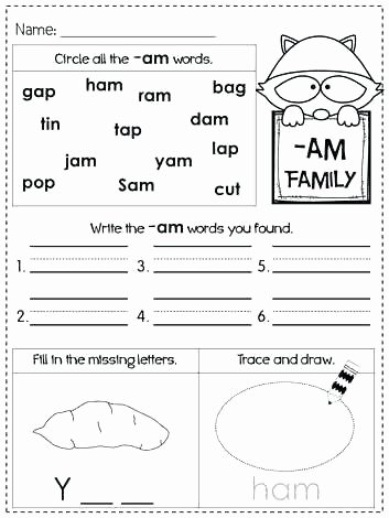 Word Families Worksheets Pdf Am Family Worksheets