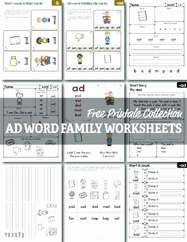 Word Family Worksheet Kindergarten Am Family Worksheets