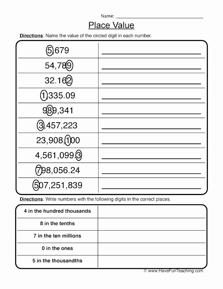 Word form Worksheets 4th Grade Place Value Expanded form Worksheets