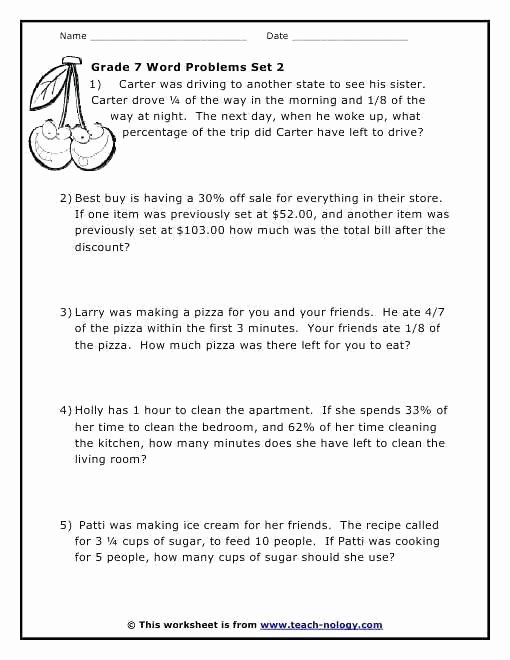 Word Problem Worksheets 1st Grade Year 7 Word Problems Math Worksheets