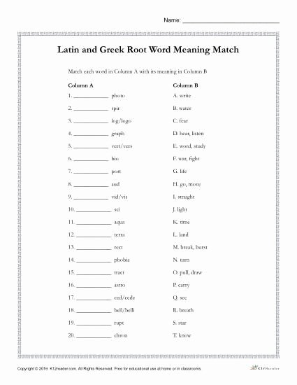 Word Roots Worksheets Root Words Worksheet – 7th Grade Math Worksheets