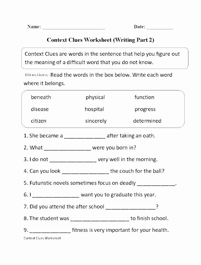 Words with Multiple Meanings Worksheets 4th Grade Context Clues Worksheets Pdf