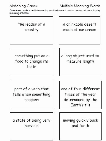 Words with Multiple Meanings Worksheets Free Printable Multiple Meaning Words Worksheets Grade