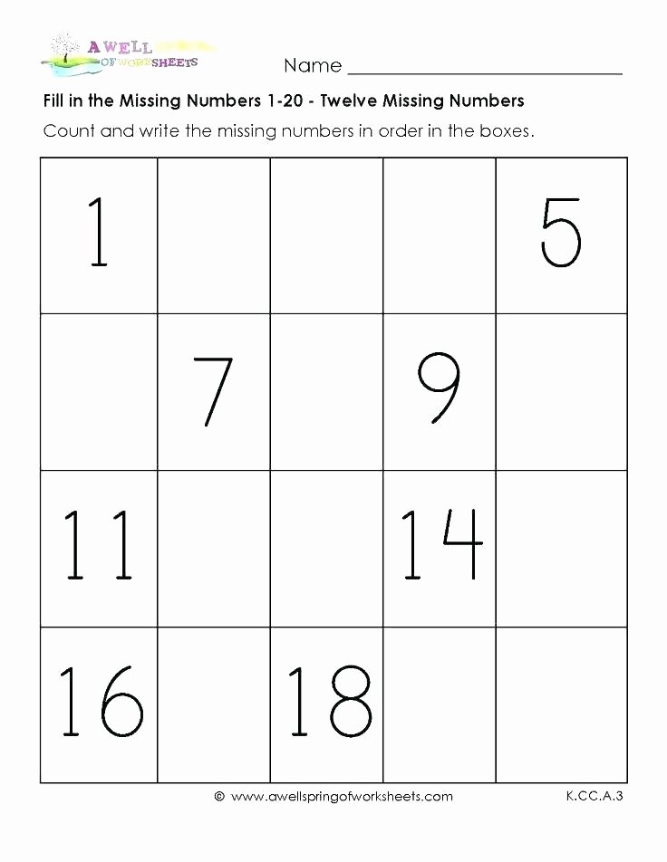 Write the Missing Numbers Worksheet Kids K Worksheets Free Printable for All and Sh Letter